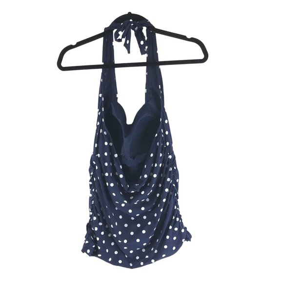 Lands End Chlorine Resistant Square Neck Halter Tankini Swimsuit Top Blue 12 - Picture 2 of 3